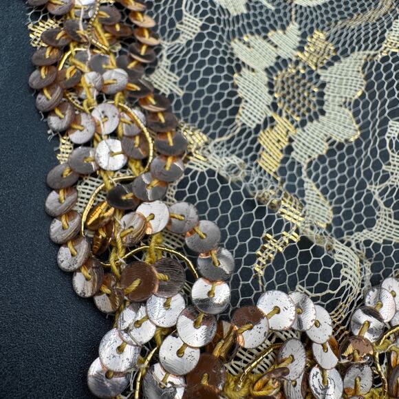 Vintage Mantilla Gold Head Scarf 30\